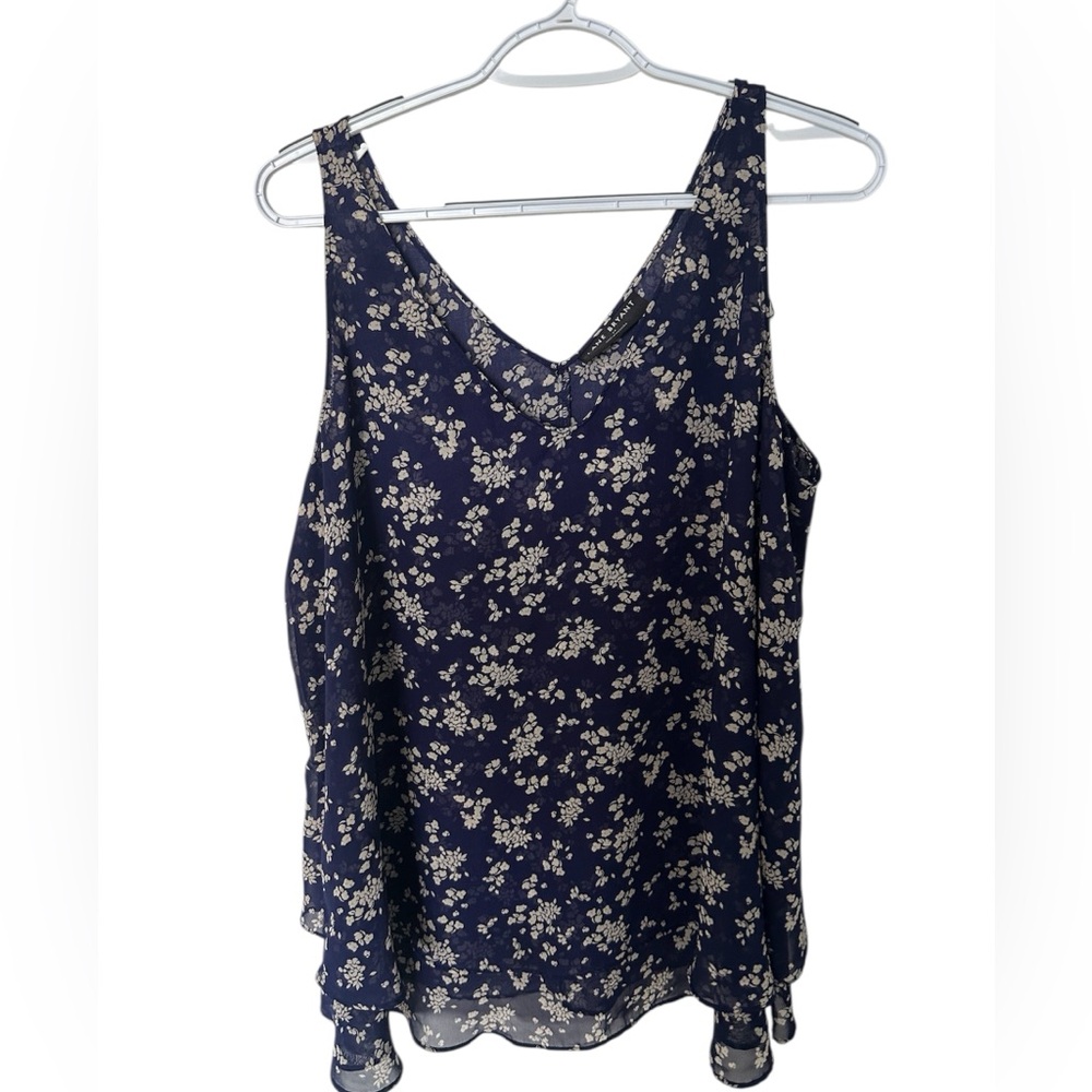 Lane Bryant Navy Floral Print Tank Top